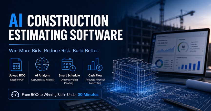 AI construction estimating software analyzing BOQ documents and construction plans for faster tender preparation